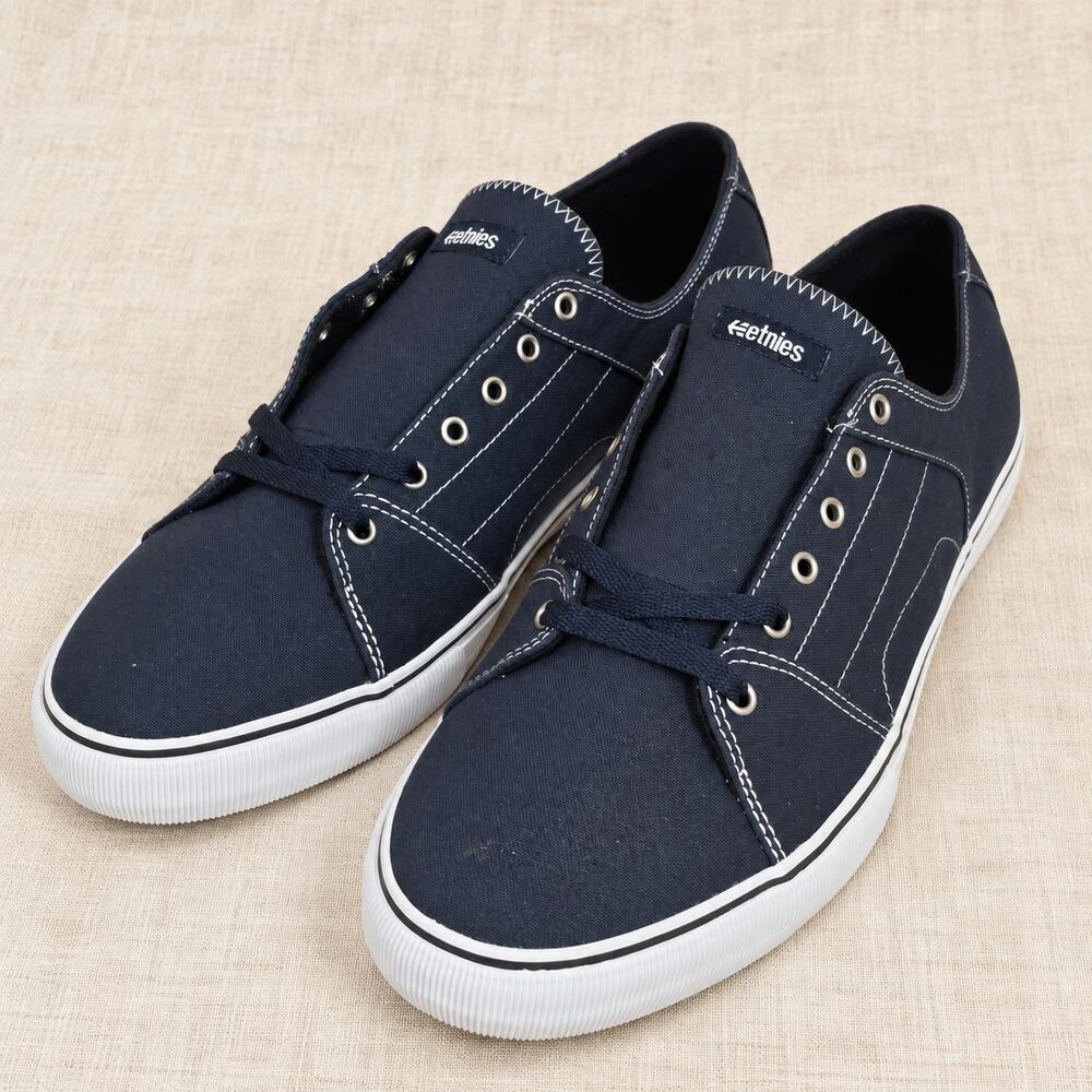 Etnies RLS Skate Shoes Mens 14 Navy Canvas Look Low Top Sneakers